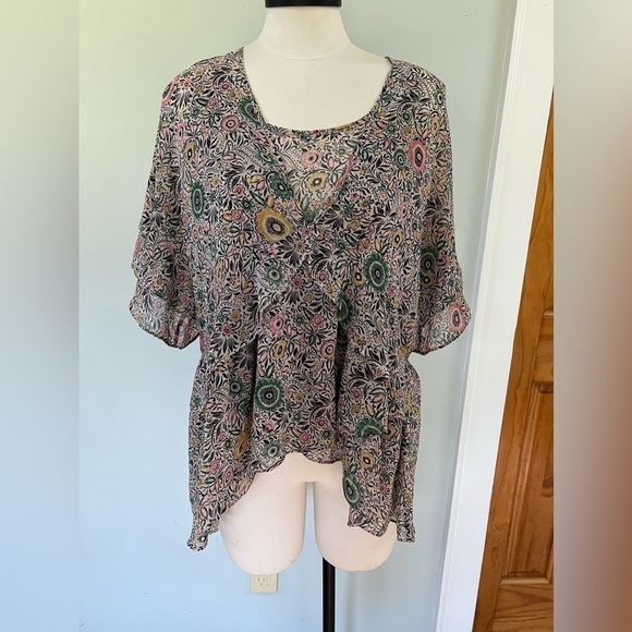 CaBI Poet Blouse Fairy Sheer Ruffles Pullover Autumn Fall Floral Romantic MED - Picture 3 of 8